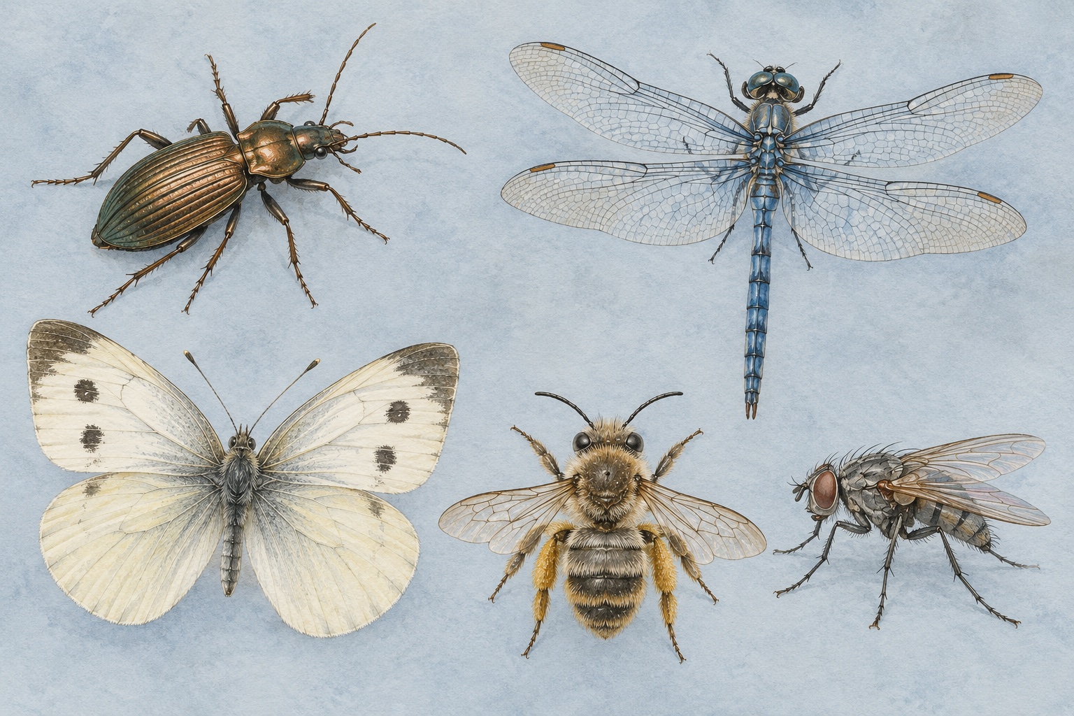 Lokale künstlerische Themenillustration verschiedener Insektenformen